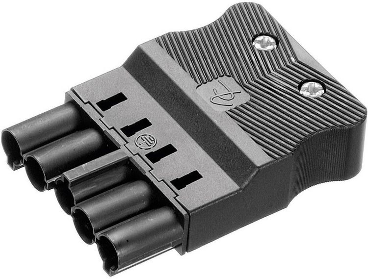 Produktbild: Adels-Contact AC 166 GSTF/ 525 Netz-Steckverbinder AC Serie (Netzsteckverbinder) AC Stecker, gerade Gesamtpolzahl: 4 + PE 16 A Schwarz 1 St.