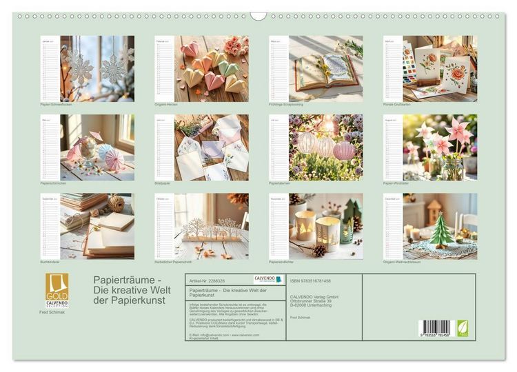 Produktbild: Papiertr&auml;ume - Die kreative Welt der Papierkunst (Wandkalender 2027 DIN A2 quer), CALVENDO Monatskalender