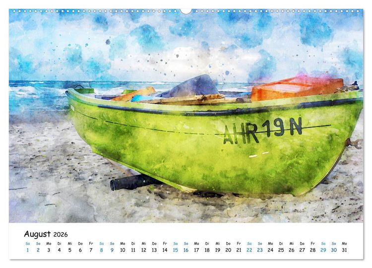 Produktbild: Aquarell Illustrationen vom Dar&szlig; (Wandkalender 2026 DIN A2 quer), CALVENDO Monatskalender
