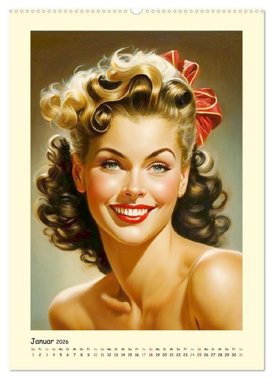 Produktbild: Vintage Girls. Die sch&ouml;nsten Pin-up Gesichter (Wandkalender 2026 DIN A2 hoch), CALVENDO Monatskalender
