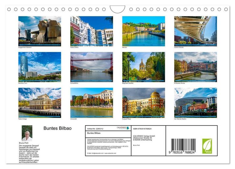 Produktbild: Buntes Bilbao (Wandkalender 2027 DIN A4 quer), CALVENDO Monatskalender