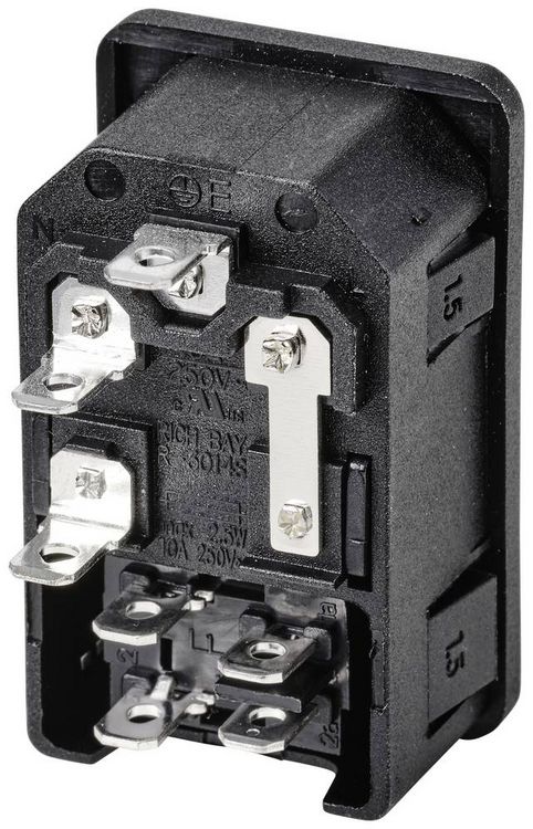 Produktbild: TRU COMPONENTS TC-10088420 Kaltger&auml;te-Steckverbinder C14 Stecker, Einbau vertikal Gesamtpolzahl: 3 10 A Schwarz 1 St.