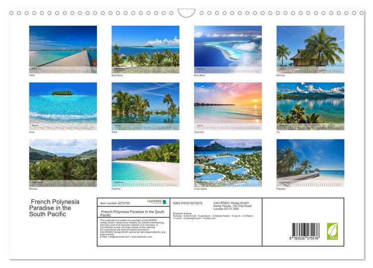 Produktbild: French Polynesia Paradise in the South Pacific (Wall Calendar 2026 DIN A3 landscape), CALVENDO 12 Month Wall Calendar