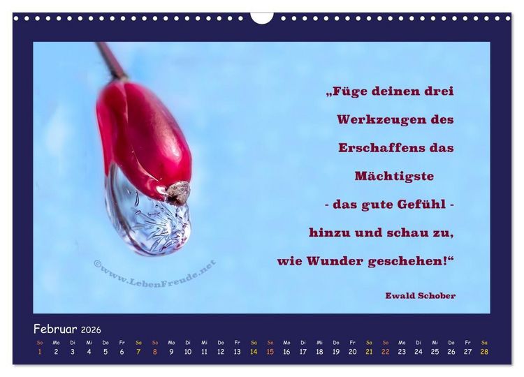 Produktbild: Bewusst leben und gl&uuml;cklich sein (Wandkalender 2026 DIN A3 quer), CALVENDO Monatskalender