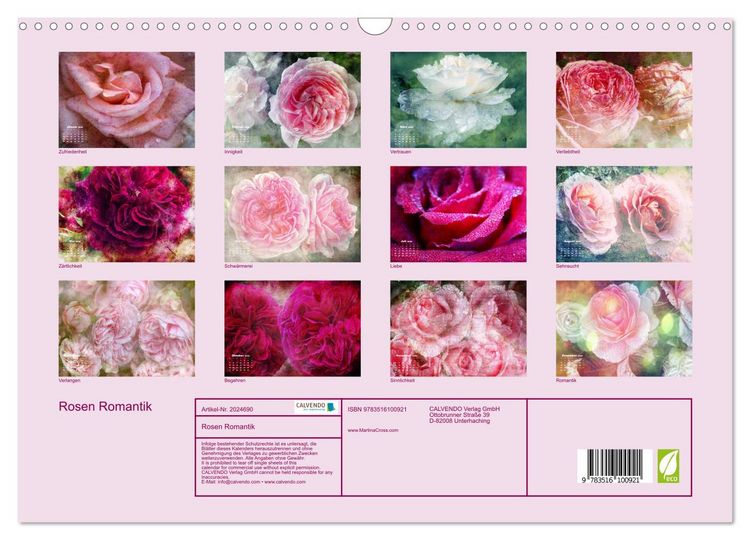 Produktbild: Rosen Romantik (Wandkalender 2026 DIN A3 quer), CALVENDO Monatskalender