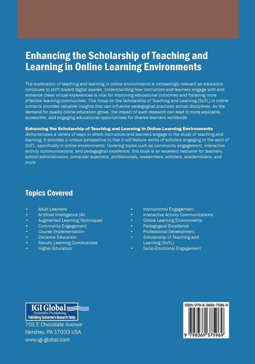 Produktbild: Enhancing the Scholarship of Teaching and Learning in Online Learning Environments