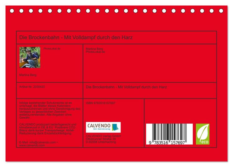 Produktbild: Die Brockenbahn - Mit Volldampf durch den Harz (Tischkalender 2026 DIN A5 quer), CALVENDO Monatskalender