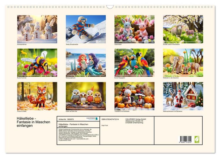 Produktbild: H&auml;kelliebe - Fantasie in Maschen einfangen (Wandkalender 2026 DIN A2 quer), CALVENDO Monatskalender