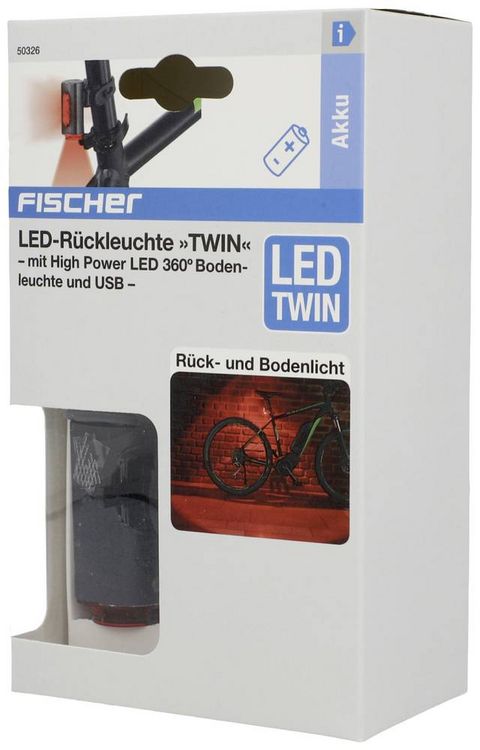 Produktbild: FISCHER FAHRRAD Fahrrad-R&uuml;cklicht TWIN LED Schwarz