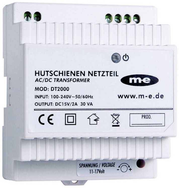 Produktbild: M-e modern-electronics 40778 T&uuml;rsprechanlage Hutschienen-Netzteil Wei&szlig;