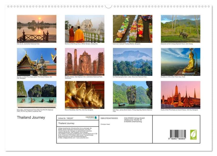 Produktbild: Thailand Journey (hochwertiger Premium Wandkalender 2026 DIN A2 quer), Kunstdruck in Hochglanz