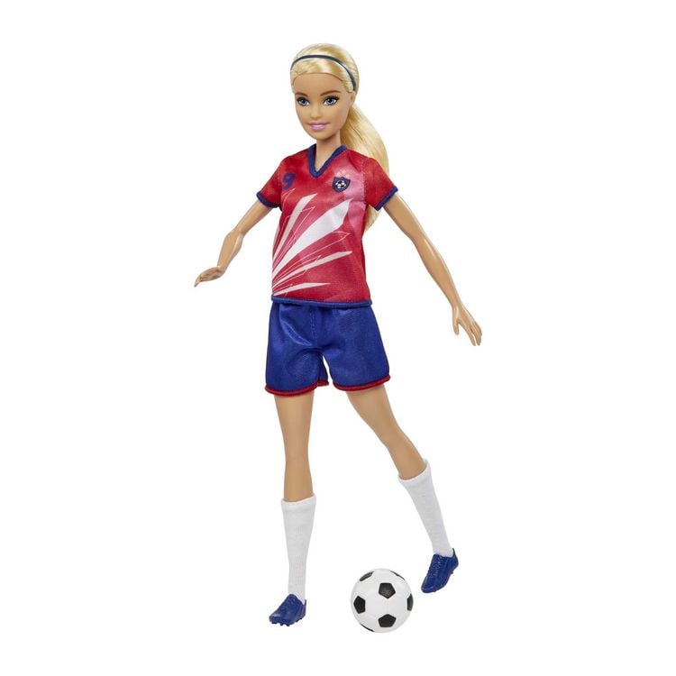 Produktbild: Barbie Fu&szlig;ballspielerin blond im roten Trikot