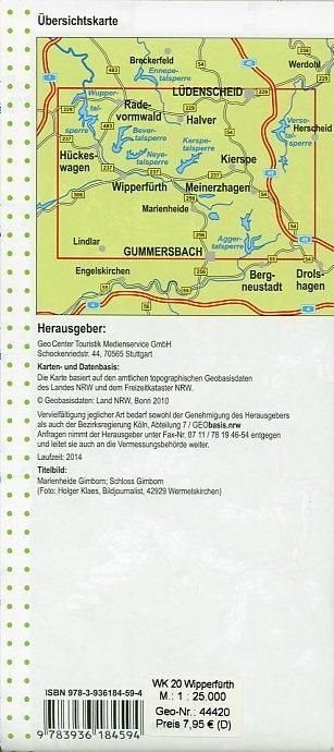 Produktbild: Wipperf&uuml;rth, L&uuml;denscheid, Meinerzhagen, topographische Wanderkarte NRW