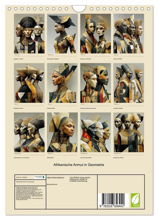 Produktbild: Afrikanische Anmut in Geometrie (Wandkalender 2026 DIN A4 hoch), CALVENDO Monatskalender