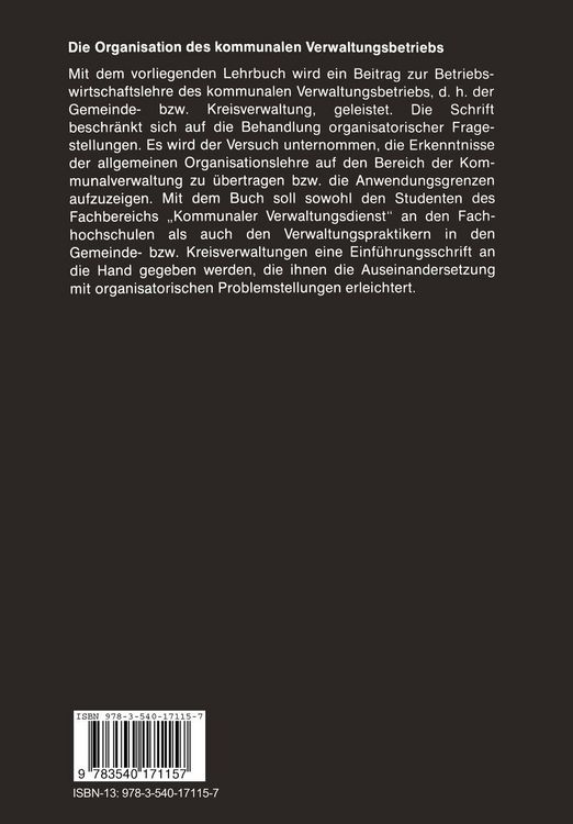 Produktbild: Die Organisation des kommunalen Verwaltungsbetriebs