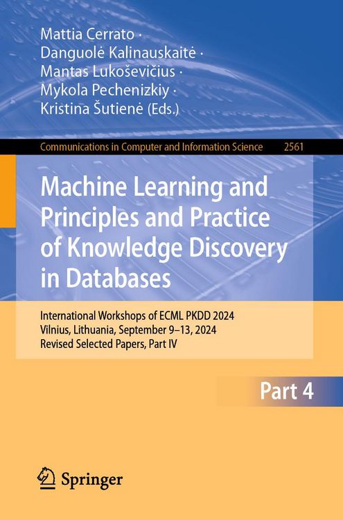Produktbild: Machine Learning and Principles and Practice of Knowledge Discovery in Databases