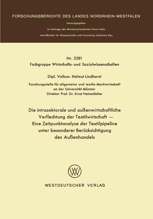 Bild vom Artikel Die intrasektorale und außenwirtschaftliche Verflechtung der Textilwirtschaft vom Autor Helmut Lindhorst