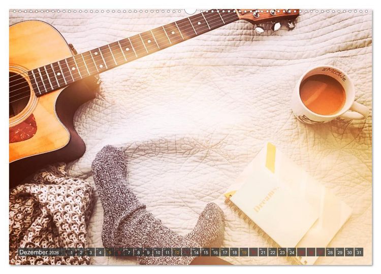 Produktbild: Gitarre - Freiheit Tr&auml;ume (hochwertiger Premium Wandkalender 2026 DIN A2 quer), Kunstdruck in Hochglanz