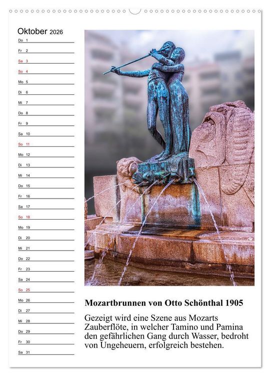 Produktbild: Brunnenkunst in Wien (hochwertiger Premium Wandkalender 2026 DIN A2 hoch), Kunstdruck in Hochglanz