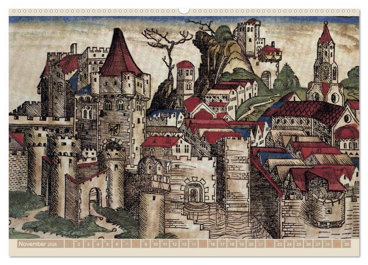 Produktbild: St&auml;dte mit Geschichte: Historische Zeichnungen, Stiche, Drucke (Wandkalender 2026 DIN A2 quer), CALVENDO Monatskalender