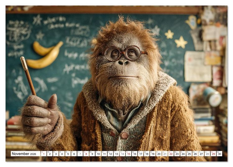 Produktbild: Affentheater - Kinderkalender mit lustigen Affen in verschiedenen Berufen (Wandkalender 2026 DIN A2 quer), CALVENDO Monatskalender
