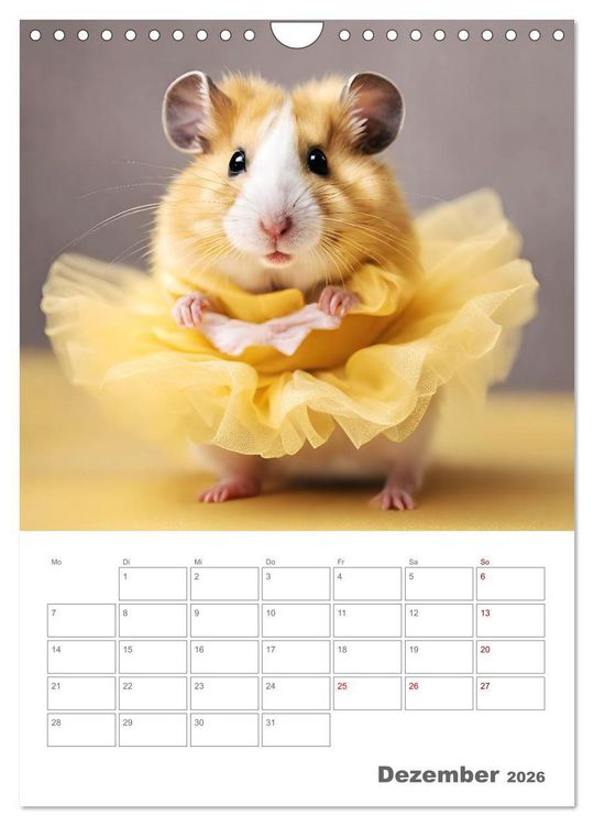 Produktbild: Ballerina Hamster - Eine Sinfonie aus zuckers&uuml;&szlig;e KI Hamstern in T&uuml;ll und Seide (Wandkalender 2026 DIN A4 hoch), CALVENDO Monatskalender