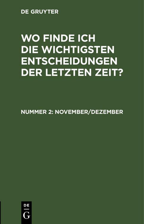 Produktbild: Wo finde ich die wichtigsten Entscheidungen der letzten Zeit? / Januar/Februar