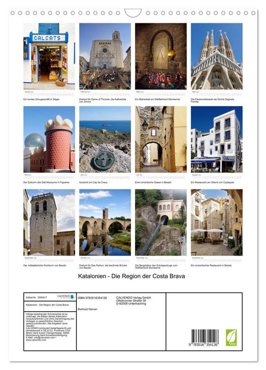 Produktbild: Katalonien - Die Region der Costa Brava (Wandkalender 2026 DIN A3 hoch), CALVENDO Monatskalender