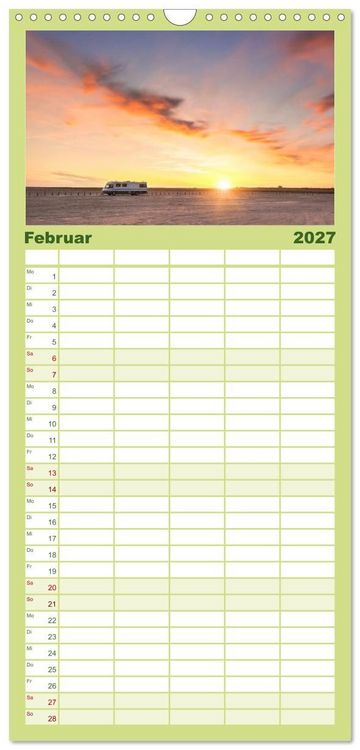 Produktbild: Familienplaner 2027 - Abenteuer Wohnmobil - Camping, Vanlife, Roadtrips mit 5 Spalten (Wandkalender, 21 x 45 cm) CALVENDO