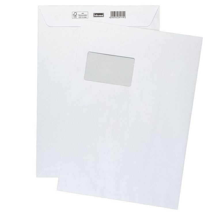 Produktbild: Idena Versandtaschen mit Fenster haftklebend 90g/m&sup2; wei&szlig; DIN C5 10 St&uuml;ck
