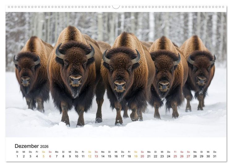 Produktbild: B&uuml;ffel - Ikonen der Wildnis (hochwertiger Premium Wandkalender 2026 DIN A2 quer), Kunstdruck in Hochglanz
