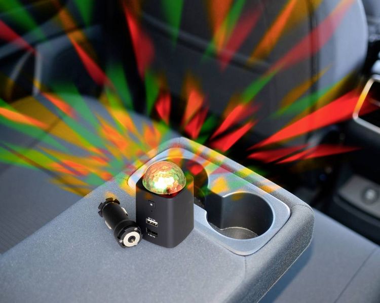 Produktbild: Technaxx Disco Mobile-Auto Charger TX-159 Belastbarkeit Strom max.=2.1 A 12/24 V, 5 V &uuml;ber USB
