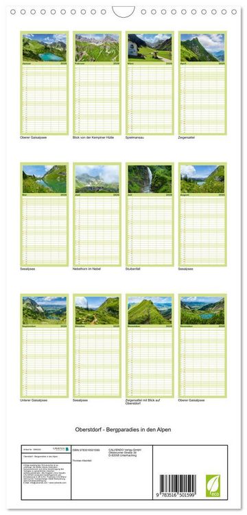 Produktbild: Familienplaner 2026 - Oberstdorf - Bergparadies in den Alpen mit 5 Spalten (Wandkalender, 21 x 45 cm) CALVENDO
