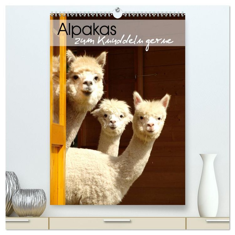 Produktbild: Alpakas zum Knuddeln gerne (hochwertiger Premium Wandkalender 2026 DIN A2 hoch), Kunstdruck in Hochglanz