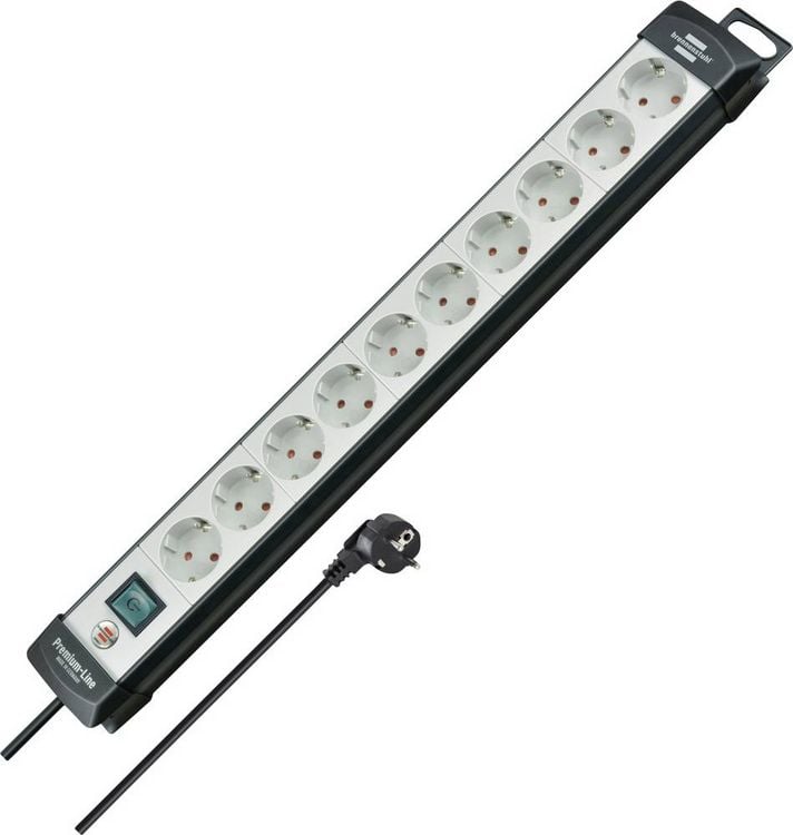 Produktbild: Brennenstuhl 1951500100 Steckdosenleiste mit Schalter 10fach Schwarz, Lichtgrau Schutzkontakt 1 St.