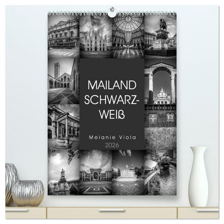 Produktbild: MAILAND SCHWARZWEI&szlig; (hochwertiger Premium Wandkalender 2026 DIN A2 hoch), Kunstdruck in Hochglanz