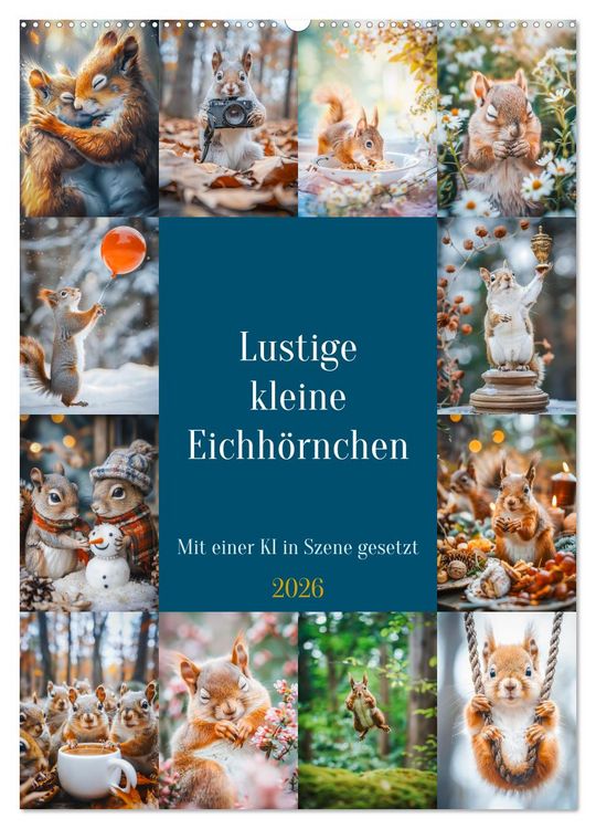 Produktbild: Lustige kleine Eichh&ouml;rnchen (Wandkalender 2026 DIN A2 hoch), CALVENDO Monatskalender
