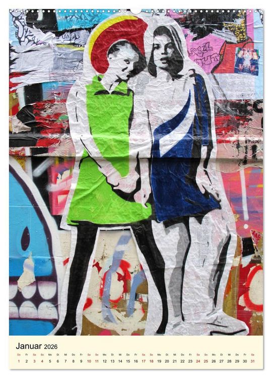 Produktbild: Flower Power in StreetArt (hochwertiger Premium Wandkalender 2026 DIN A2 hoch), Kunstdruck in Hochglanz