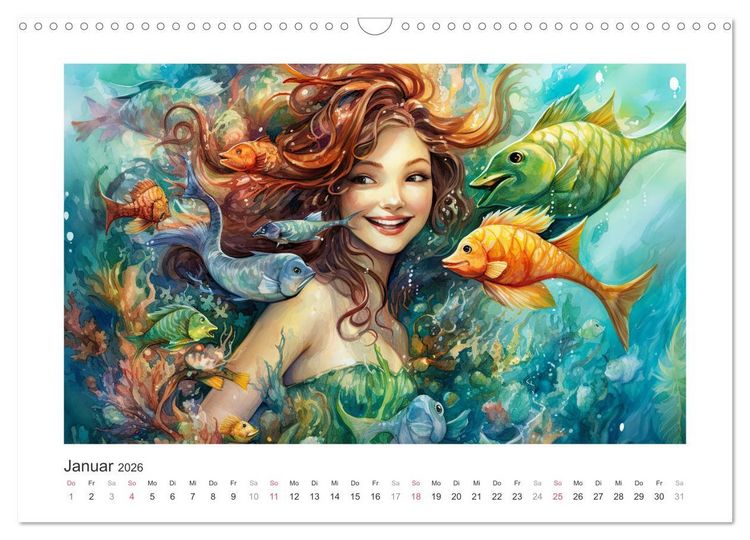 Produktbild: Liebliche Meerjungfrauen (Wandkalender 2026 DIN A3 quer), CALVENDO Monatskalender