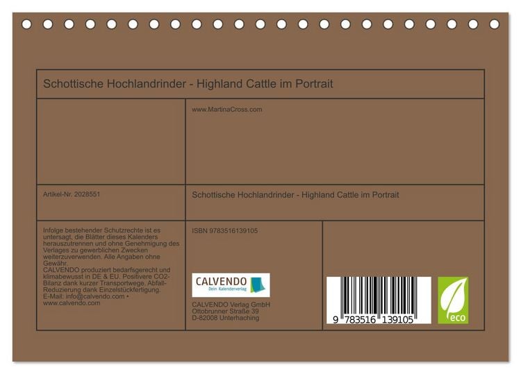 Produktbild: Schottische Hochlandrinder - Highland Cattle im Portrait (Tischkalender 2026 DIN A5 quer), CALVENDO Monatskalender