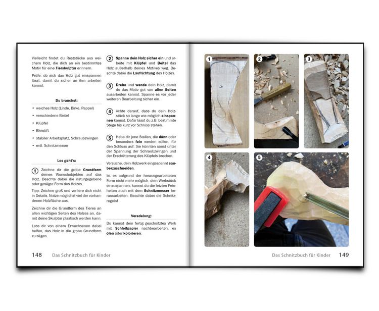 Produktbild: Das Schnitzbuch f&uuml;r Kinder &ndash; Mit Holzbildhauerei