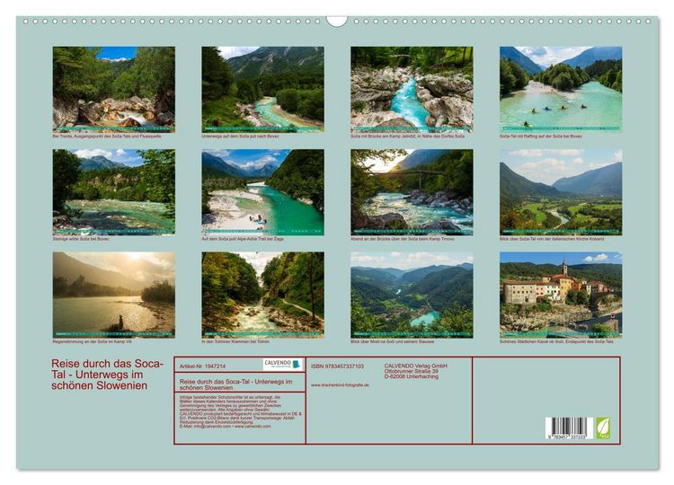 Produktbild: Reise durch das Soca-Tal - Unterwegs im sch&ouml;nen Slowenien (Wandkalender 2026 DIN A2 quer), CALVENDO Monatskalender