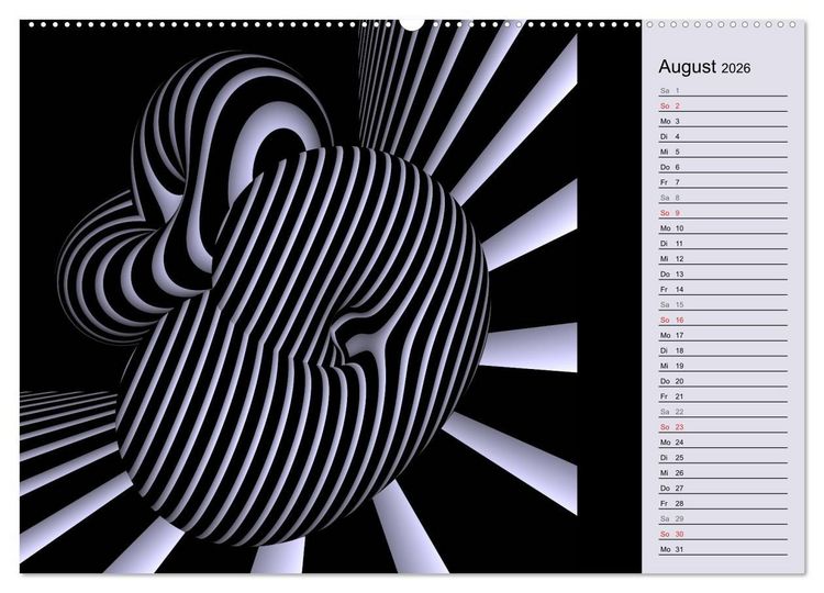 Produktbild: 3 Dimensionen - 2 Farben (Wandkalender 2026 DIN A2 quer), CALVENDO Monatskalender