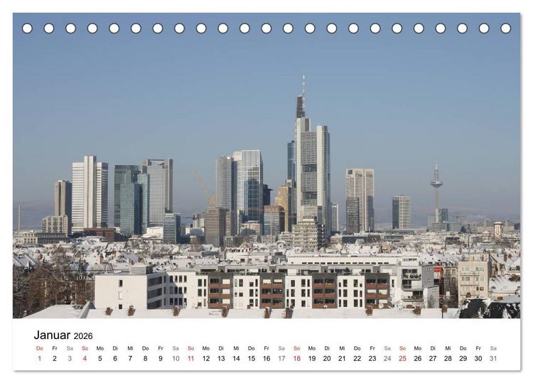 Produktbild: Frankfurt Skyline von Petrus Bodenstaff (Tischkalender 2026 DIN A5 quer), CALVENDO Monatskalender