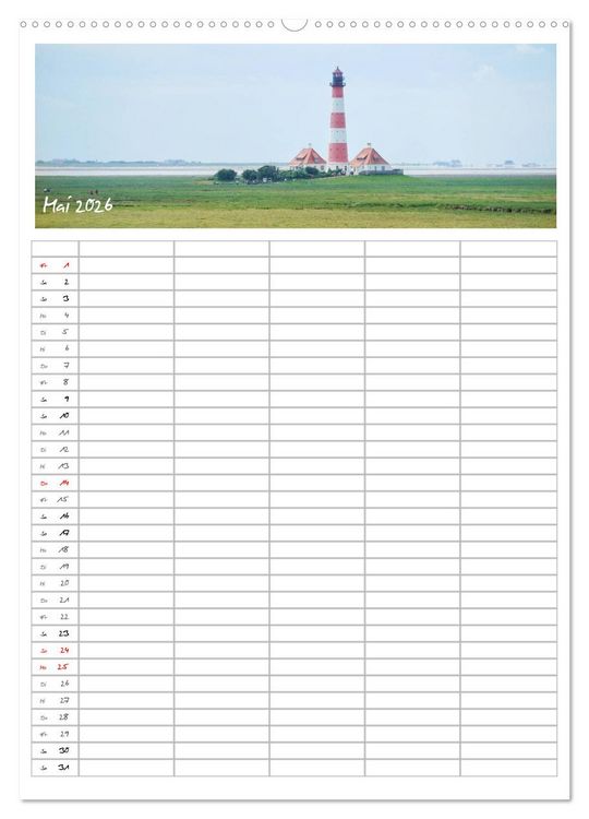 Produktbild: Nordfriesland - Familienplaner (Wandkalender 2026 DIN A2 hoch), CALVENDO Monatskalender