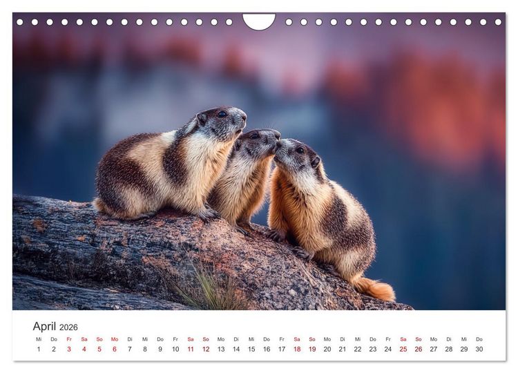 Produktbild: Alpenpl&uuml;sch - Mit Murmeltieren durchs Jahr (Wandkalender 2026 DIN A4 quer), CALVENDO Monatskalender