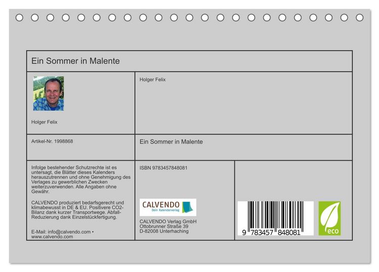 Produktbild: Ein Sommer in Malente (Tischkalender 2026 DIN A5 quer), CALVENDO Monatskalender