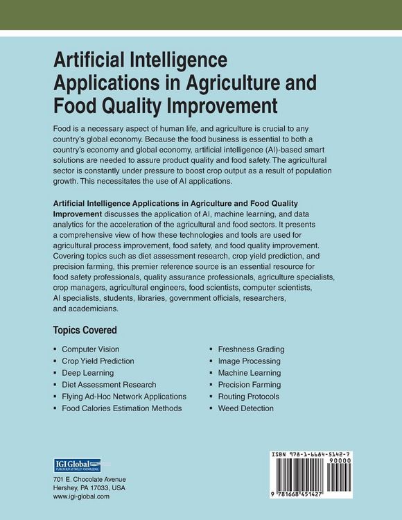 Produktbild: Artificial Intelligence Applications in Agriculture and Food Quality Improvement