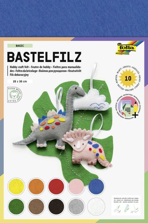 Produktbild: Folia Bastelfilz BASIC 150g/m&sup2;, 20x30cm, 10 Blatt, farbig sortiert