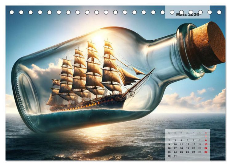 Produktbild: Die Befreiung der Flaschenschiffe - Historische Segelschiffe (Tischkalender 2026 DIN A5 quer), CALVENDO Monatskalender